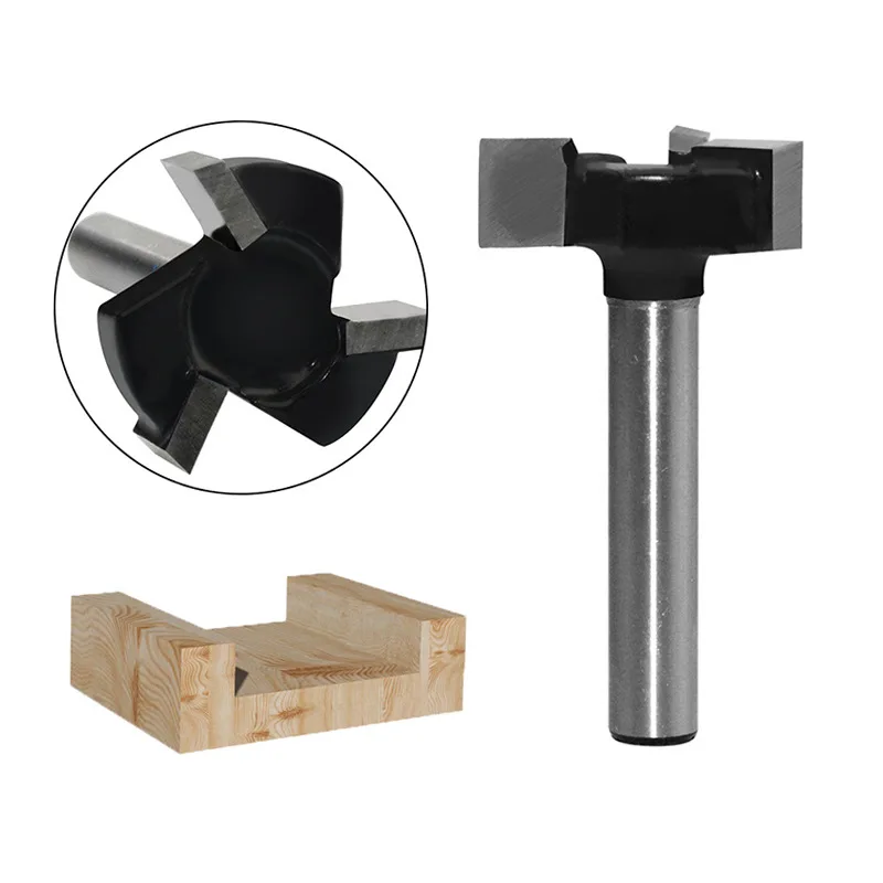 Three-edge T-cutter slotting woodworking milling cutter slotting milling cutter T-mortise cutter