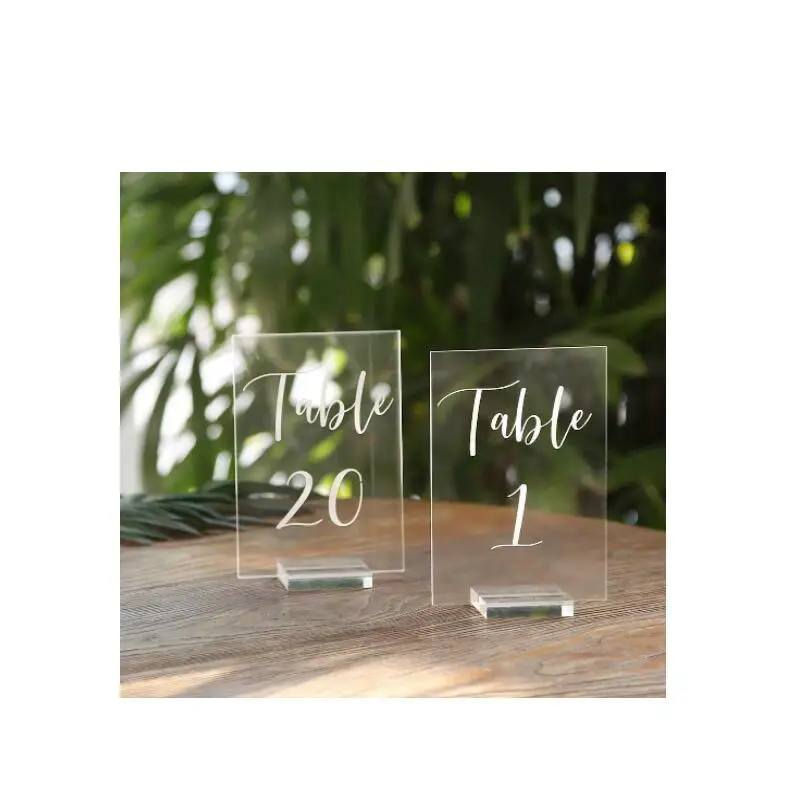 4x6 inch 1-20 Printed Calligraphy Sign Custom UV Printed Acrylic Wedding Table Number