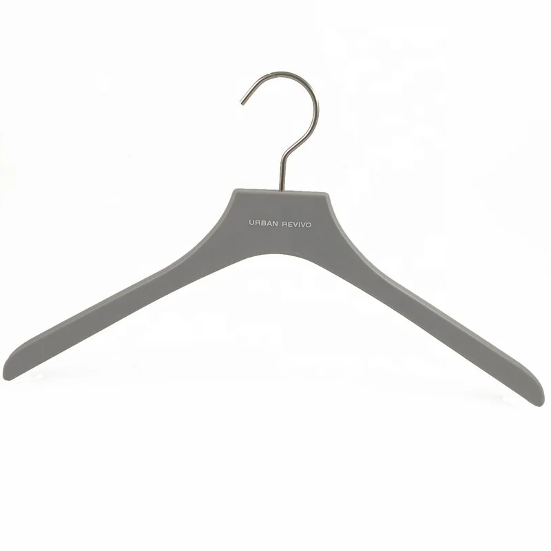Grey Color Strong Solid Flat Plastic Top Shirt and Dress Clothes Hanger With Customized logo
