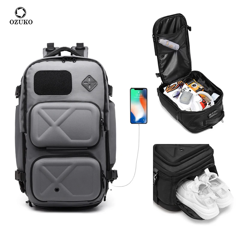 Ozuko 9309 Backpack Laptop Bags Mens 17 Inch Gym Sports Backpack For Men Sports Shoe Luggage Travel  Bags