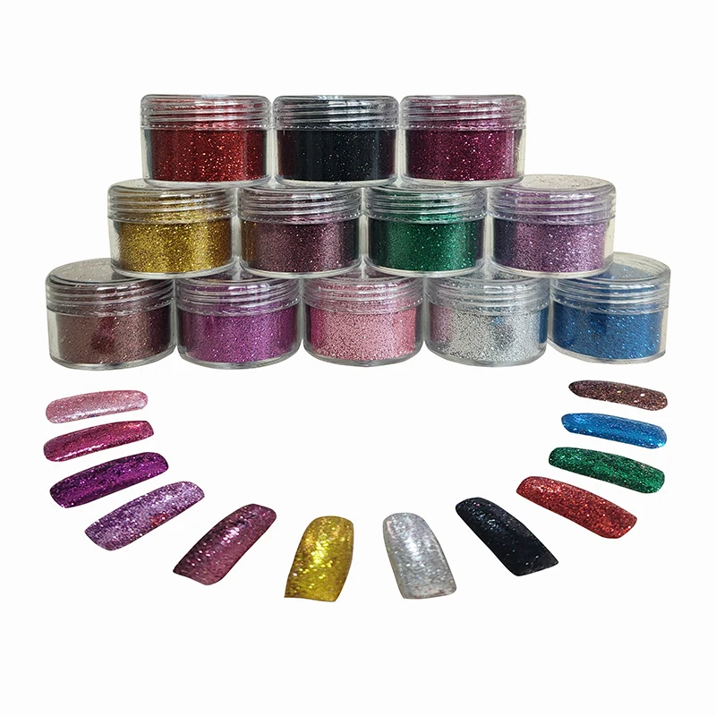 12 Color Set Nail Art  Metallic Glitter Powder Kit 10G Each Piece Hexagon Glitter For DIY Craft Products Painting