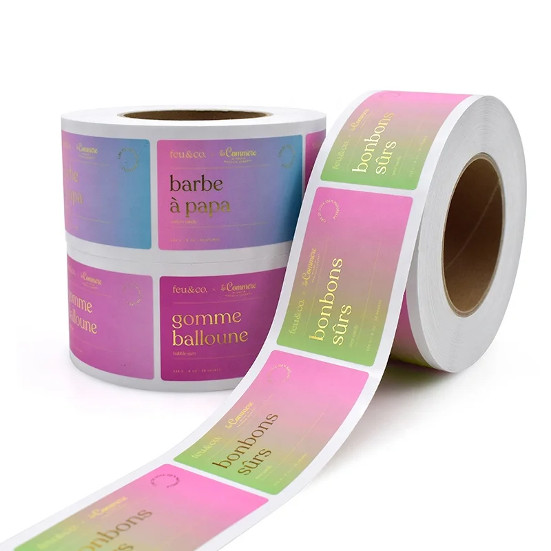 Custom Printed Waterproof Logo Stickers Gold Foil Candles Label for Jars