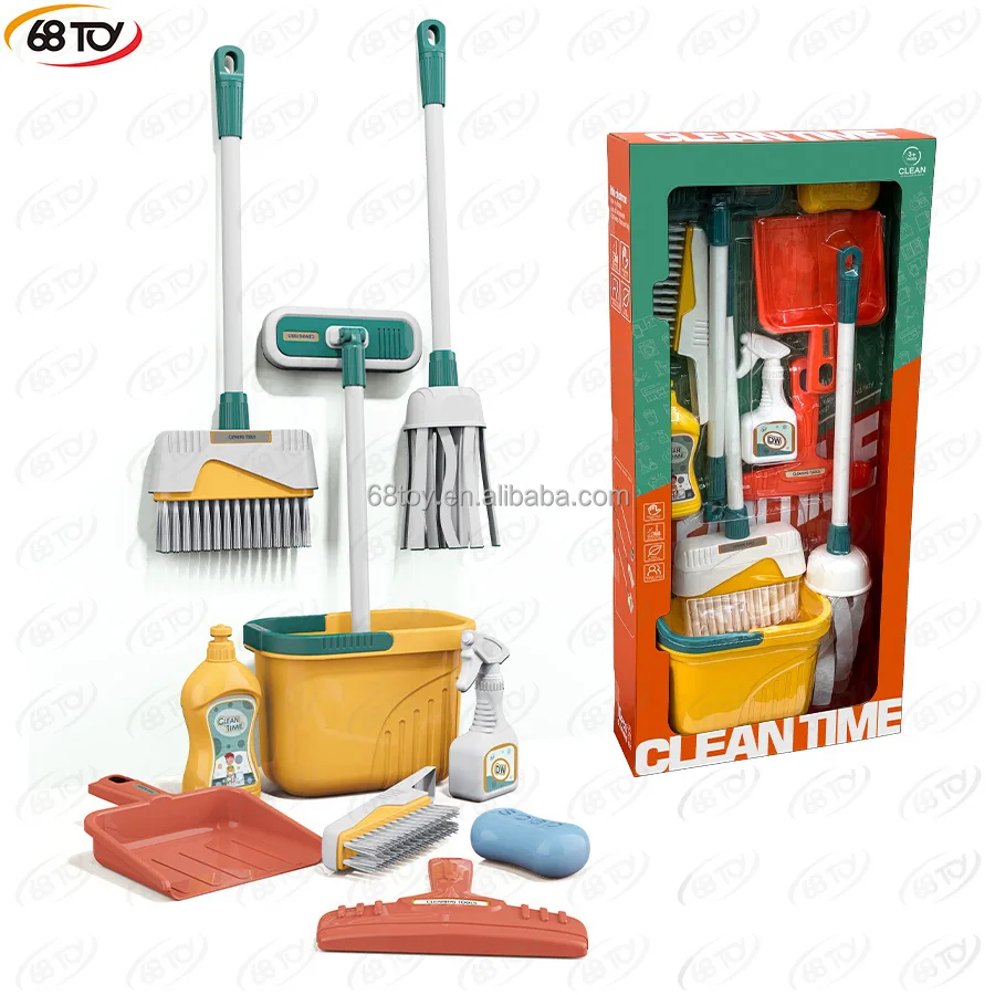 68Toy Children Pretend Play Toy Housework Toy for Kids Simulation Cleaning Toy kit Mini Broom Dustpan Mop Cleaning Tool