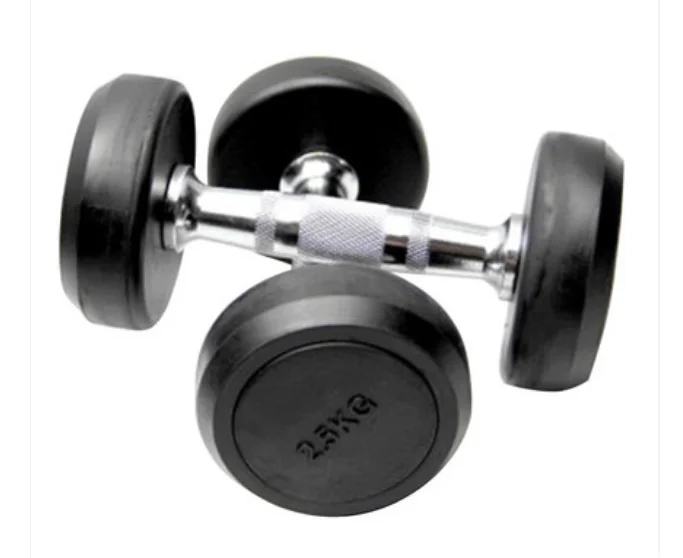 Rubber Coated Dumbbell/Wholesale high quality Fixed Round Head Rubber Coated Dumbbell