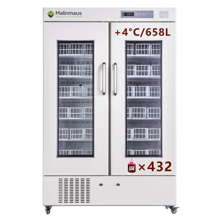 Malinmaus 658L 4 C Degree Blood Bank Refrigerator for blood bag storage freezer medical hospital operating room