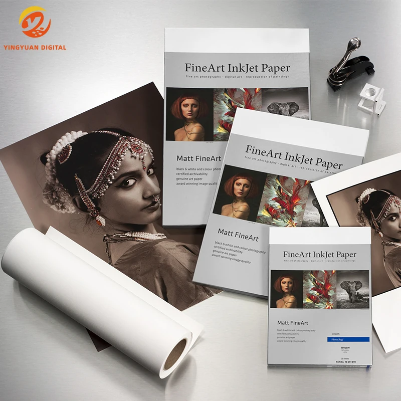 308gsm 100% cotton white matte smooth photography art reproductions print Photo Rag fine art inkjet paper