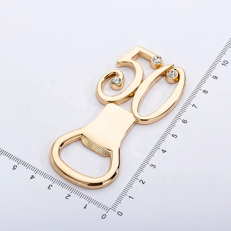 New Fashion Metal Zinc Alloy Gold 50 Anniversary Celebration Party Wedding Gifts Bar Beer Bottle Opener