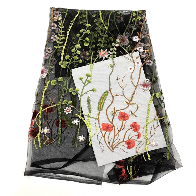 Водяная трава Вышивка Ткань свадебное платье африканская кружевная