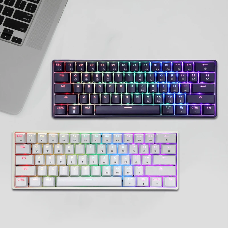 Хит продаж, портативный мини-ПК SK61 с подсветкой, 60 процентов, игровая механическая клавиатура