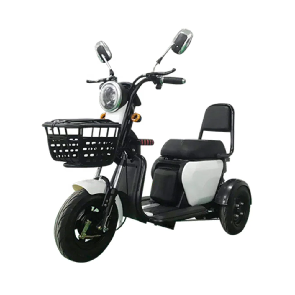 500W 25KM/H 10inch cheap Simple shopping three wheel moped adult obese old people travel stable electric tricycle with basket