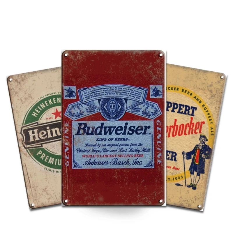 China Factory Cafe Bar Pub Wall Decor Vintage Metal Plaque Custom Print Beer Tin Retro Sign Metal Craft