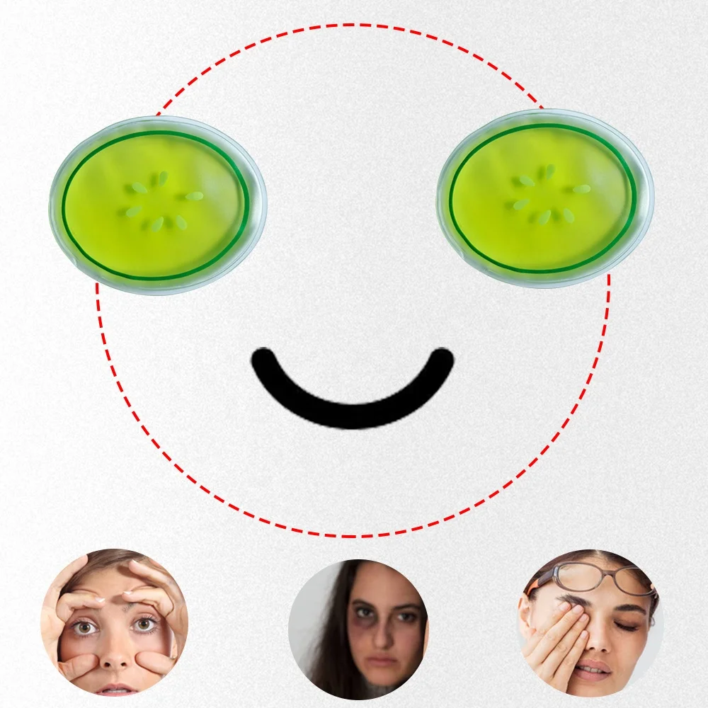 Eye Gel patch reusable hot cold beauty therapy ice pack cucumber print massage cooling gel eye pads