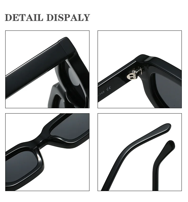 23027 Luxury Designer Acetate Sun Glasses Thick Retro Custom Polarized Fashion Small Square Shades Uv400 Mens Sunglasses 2024