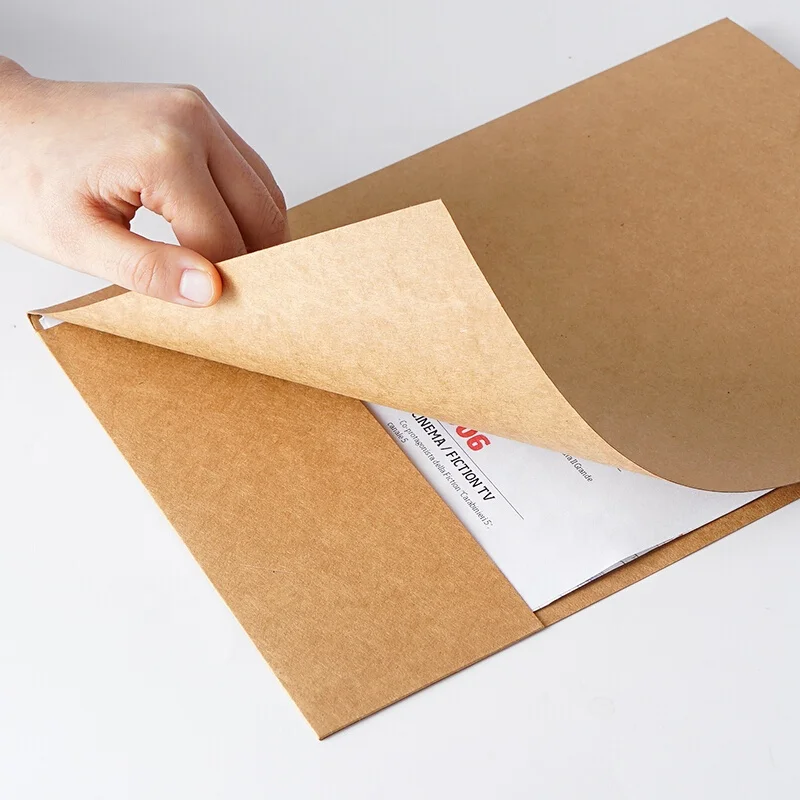 A3/A4/A5 Size Customized Brown Kraft Paper Cardboard Presentation Folder For Office Supplies