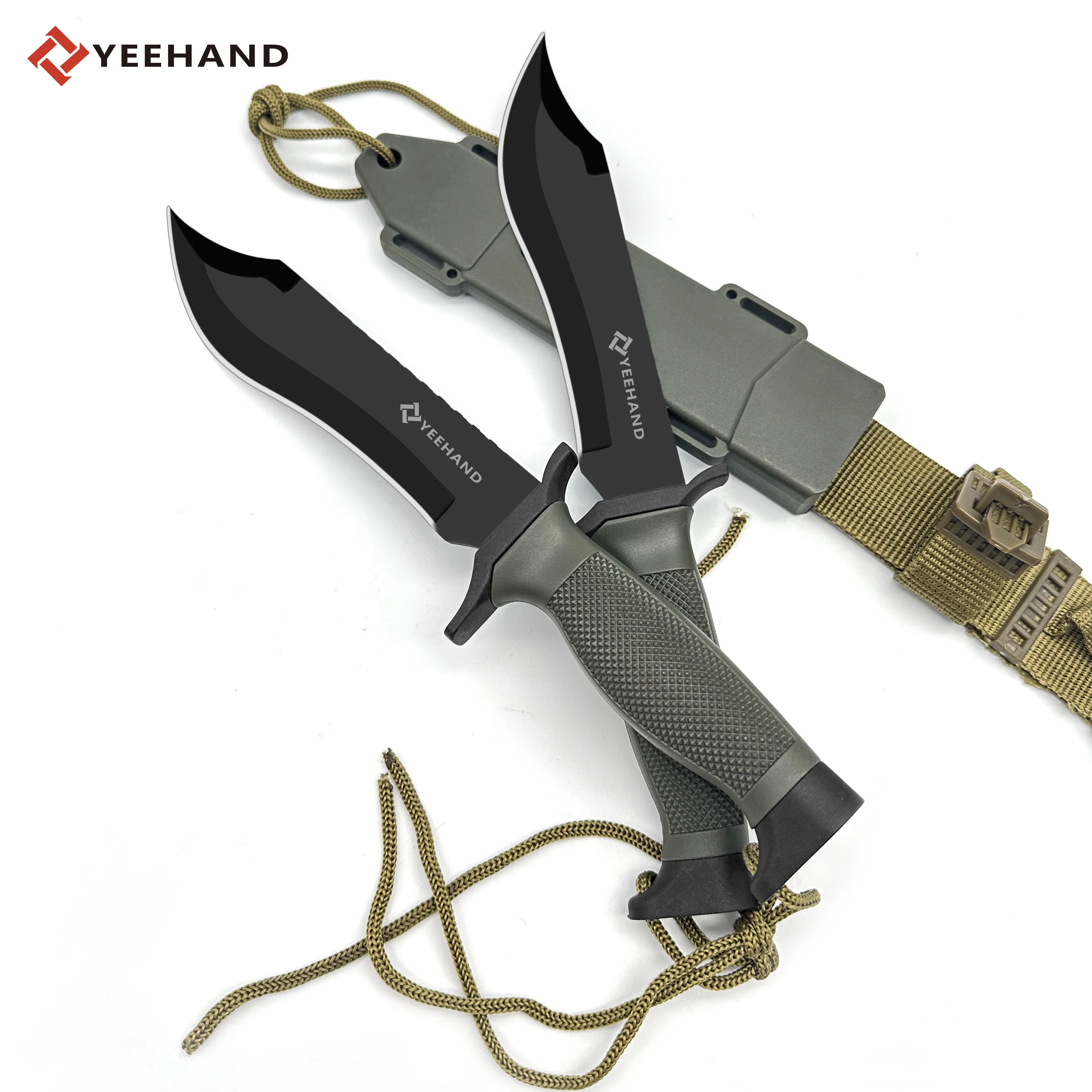 Hot sale oem survival fixed blade knives green handle self defence knife hunting knife fixed blade