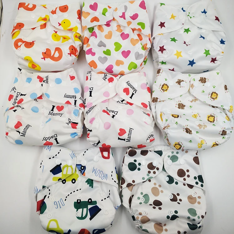Free Sample waterproof Cloth Diapers Baby Breathable Adjustable Snap Reusable Nappies One Size Fits All Babies