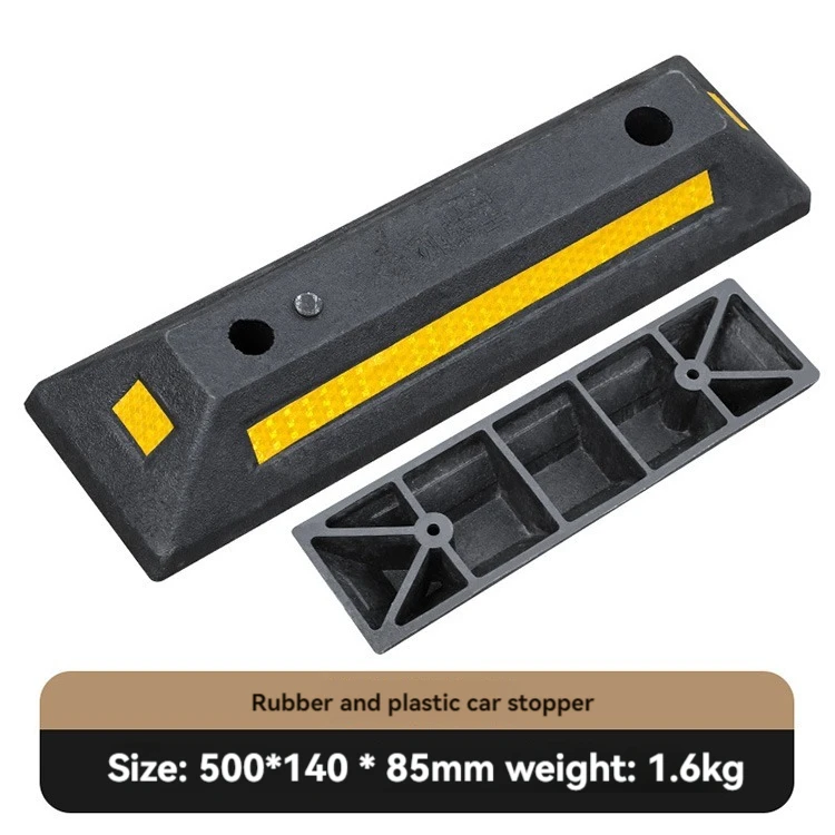 Black Yellow Heavy Duty Rubber Speed Bump Garage Wheel Stopper for Barrier Parking Car Parking Block
