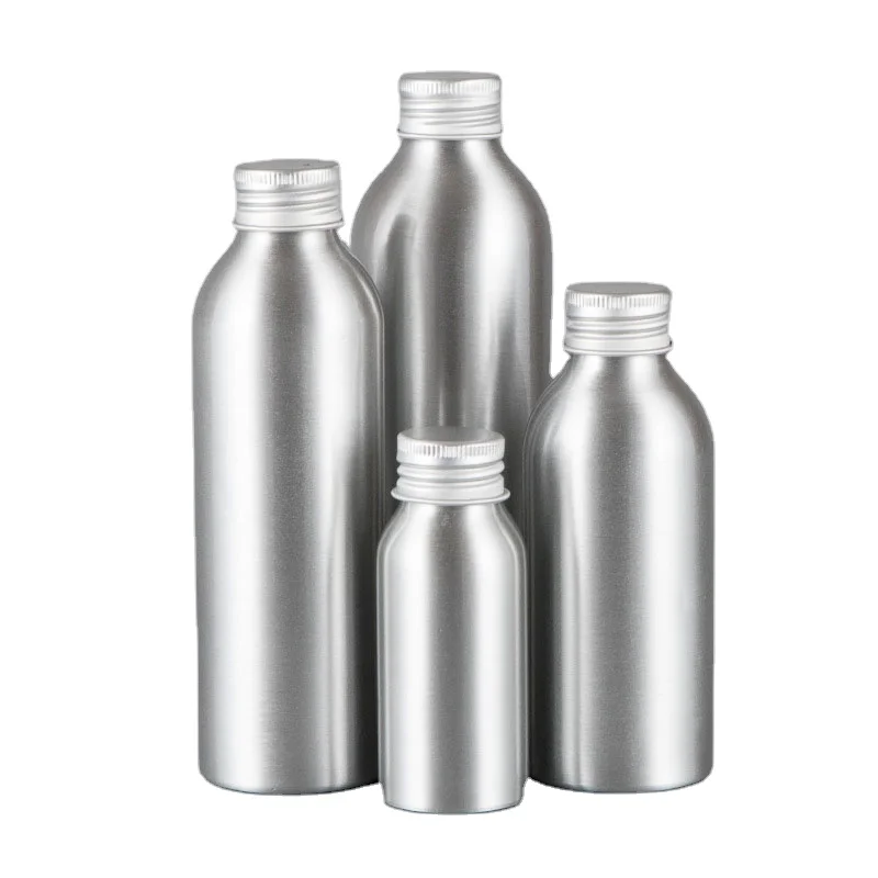 30ml 50ml 100ml 150ml 250ml 500ml Empty Silver Aluminum Bottle with Screw Cap