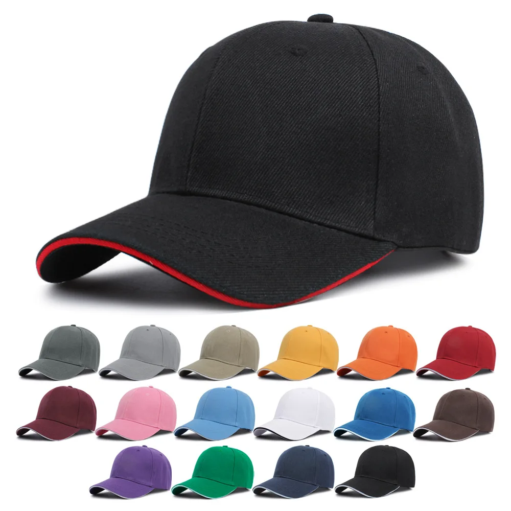 Outdoor & Casual Sporty 3D Embroidery Logo Promotional Printing Sandwich Polyester Cotton Baseball Cap Sunscreen Board Hat Cap