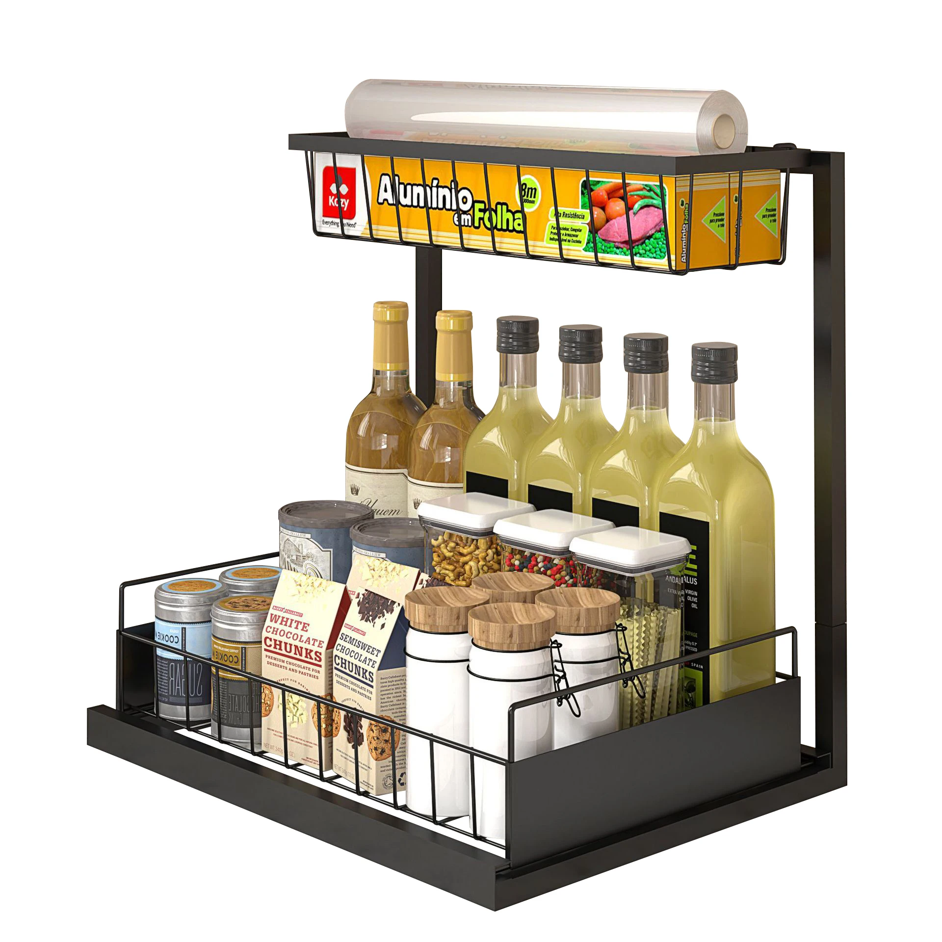 Kitchen and bath Sink Shelf 2-tier Stackable Under Sink Cabinet Organizer Metal Storage Holders & Racks Double Rectangle Spice