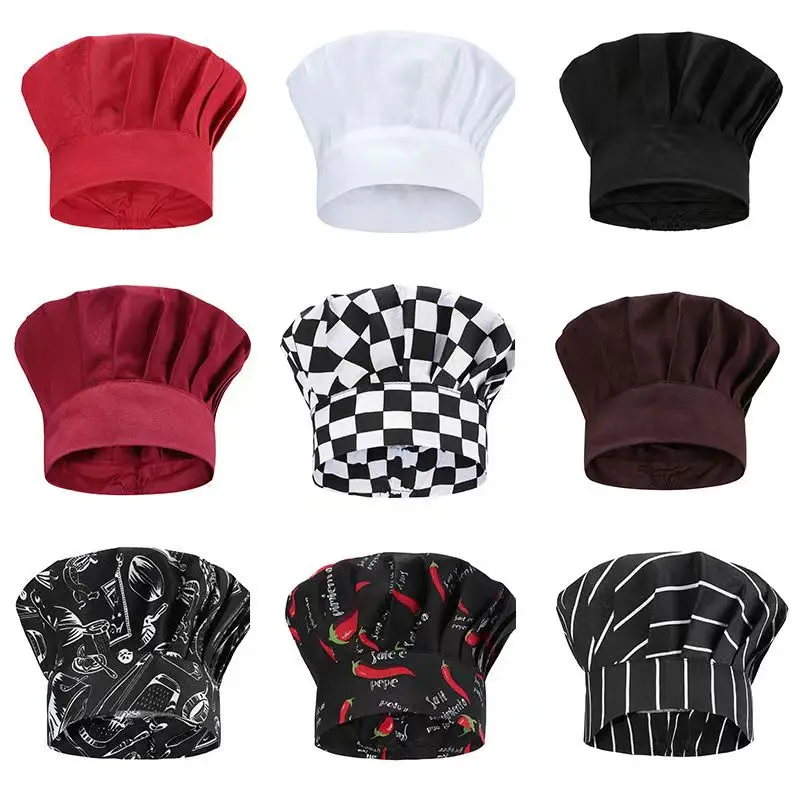 Elastic Adjustable Uniform Baker Kitchen Cooking Cotton Chef Hat