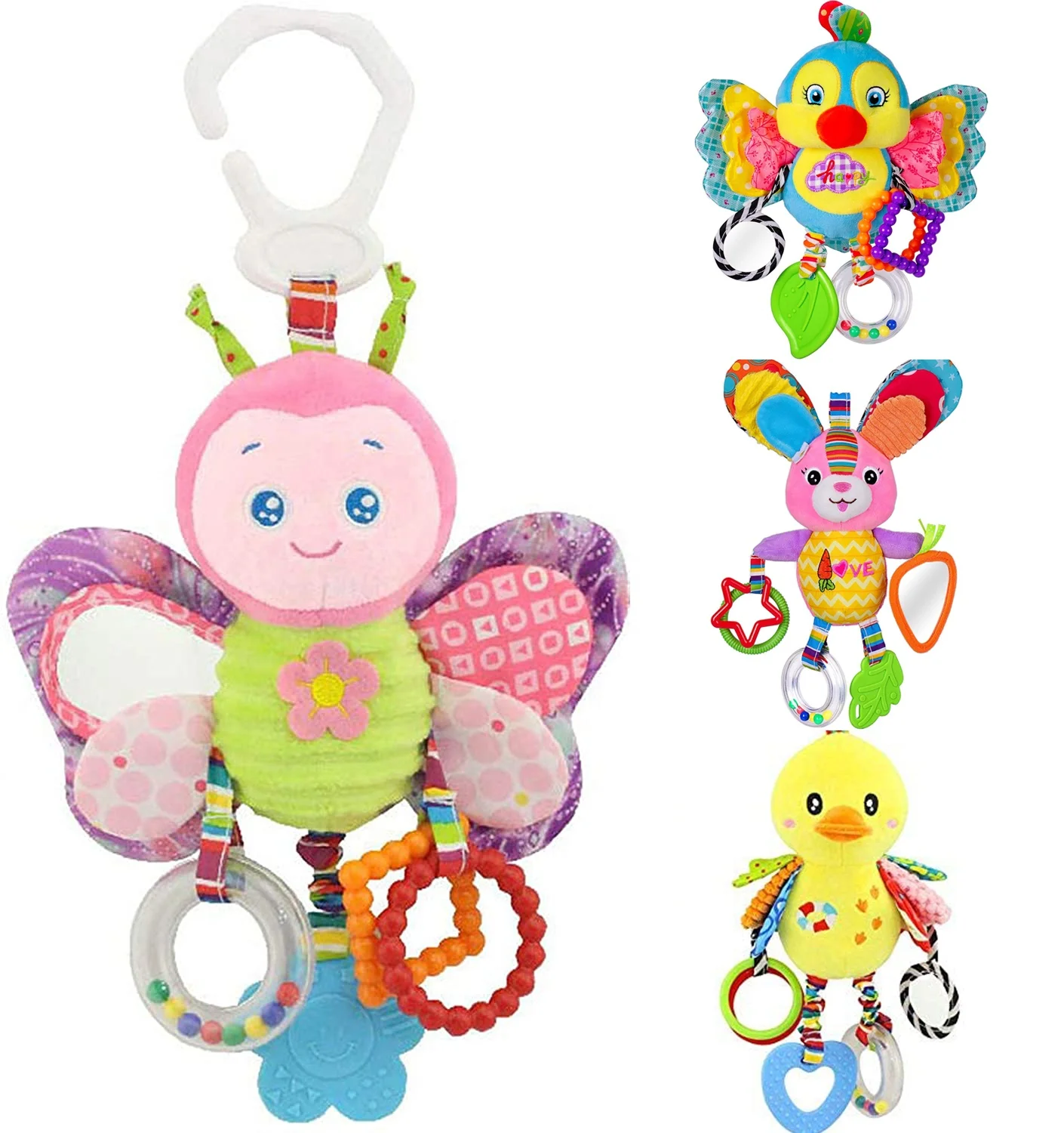 Baby Toys for 0-24 Months, Handbells Baby Rattles with Teethers Soft Plush Early Development Animal Toys