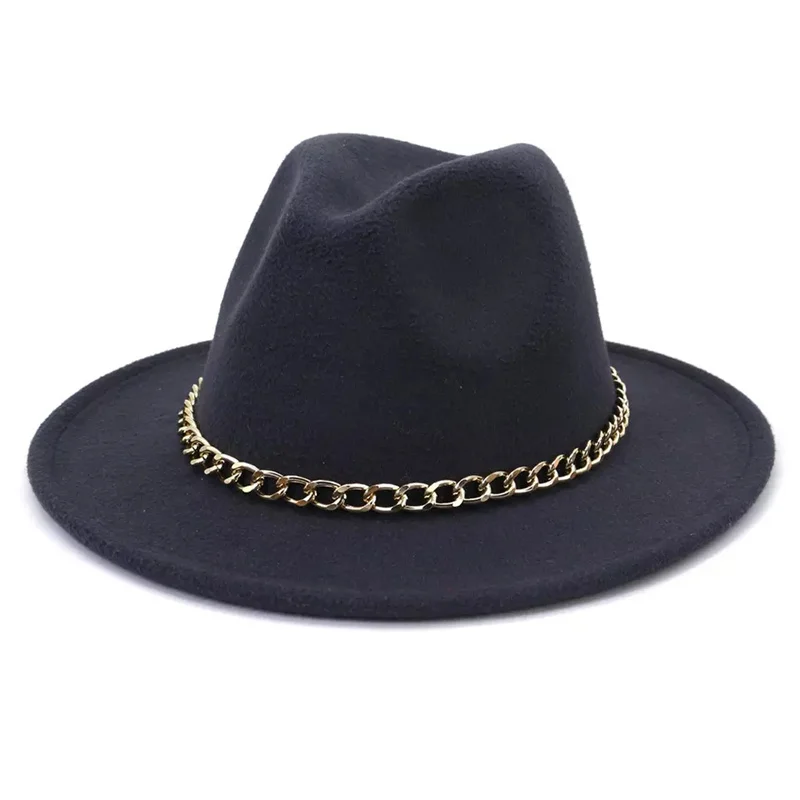 Unisex British Style Solid Color Designer Jazz Hat Faux Wool Wide Brim Felt Panama Hat Red Fedora  Hats