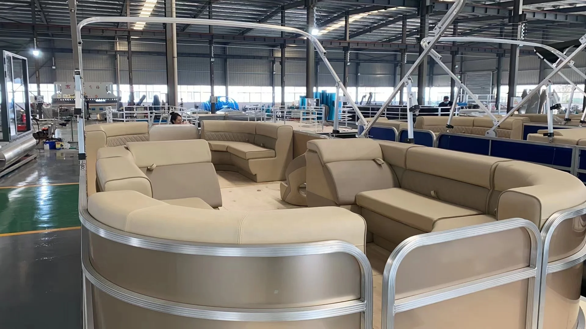 Poseidon 21ft 6.4m fully Welded family party pontoon tube tritoon tube aluminum Pontoon boat with CE certification