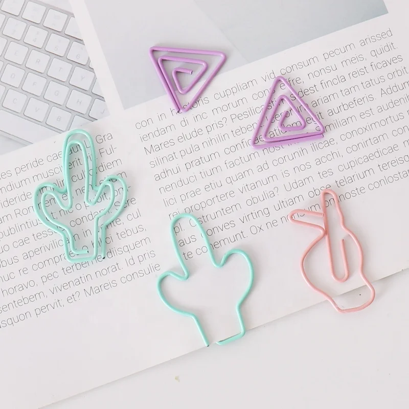 Симпатичные разные виды зажимов для бумаги, офисные плоские зажимы для бумаги, Заказные формы для бумаги