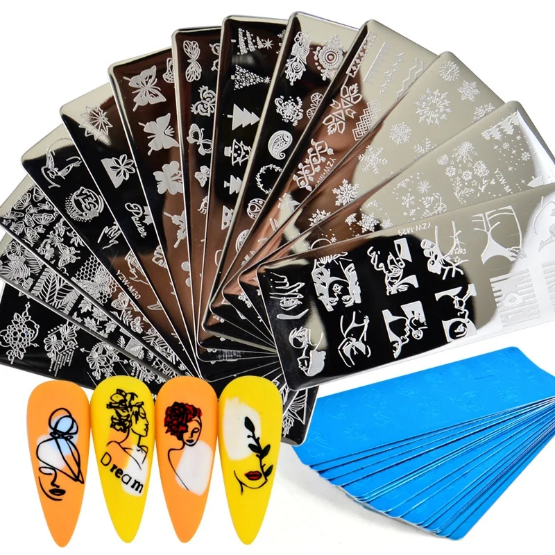 Abstract Faces Nail Art Stamp Plates Rectangle Stainless Steel Image Plate Nail Template Tools