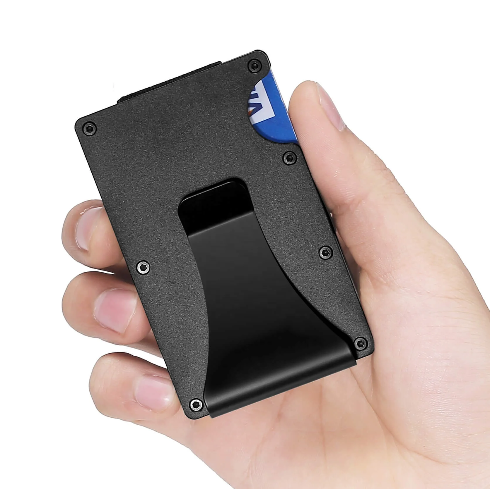 Black RFID Blocking Credit Card Holder Metal Wallet Bank Card Organizer Slim Minimalist Wallet for Men Plaid Paper Box Guangzhou