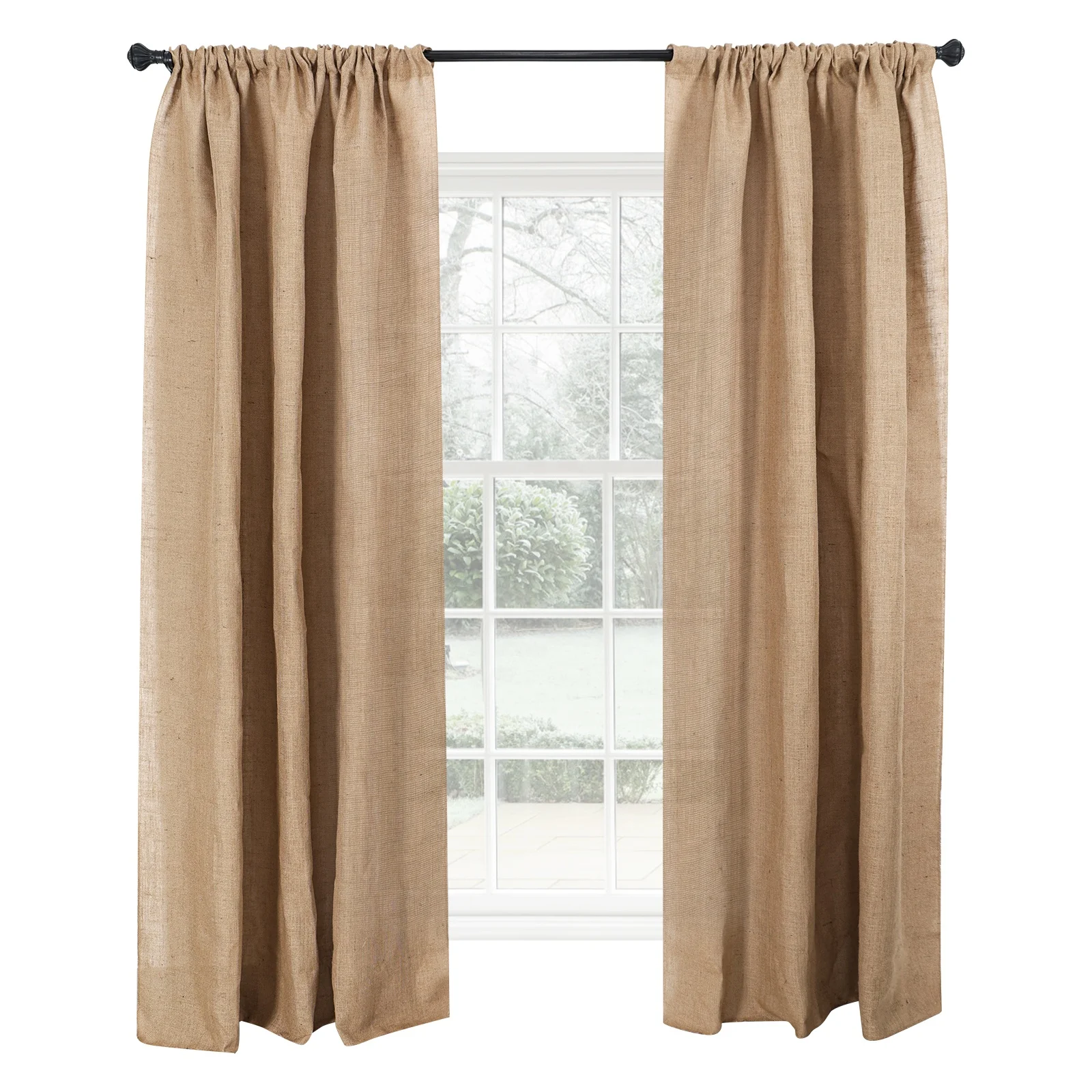 60x84 inch  Natural Jute Burlap Panel Drape Backdrop Window Curtains