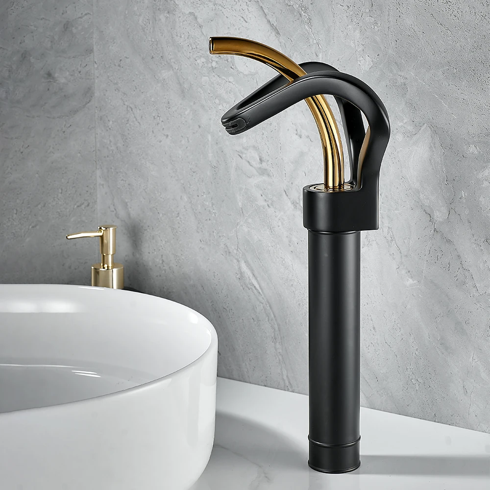 New Design Crown Tall High Basin Faucets 1 Hole 1 Handle Hot & Cold Bathroom Sink Mixer Tap Deck Mounted luxury Lavatory Faucet