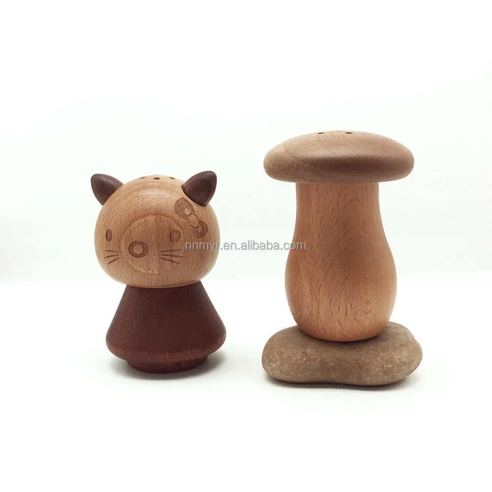 2024 Creative Novel Mushroom Shape Black Walnut Solid Beech Wood Storage Box Toothpick Holder