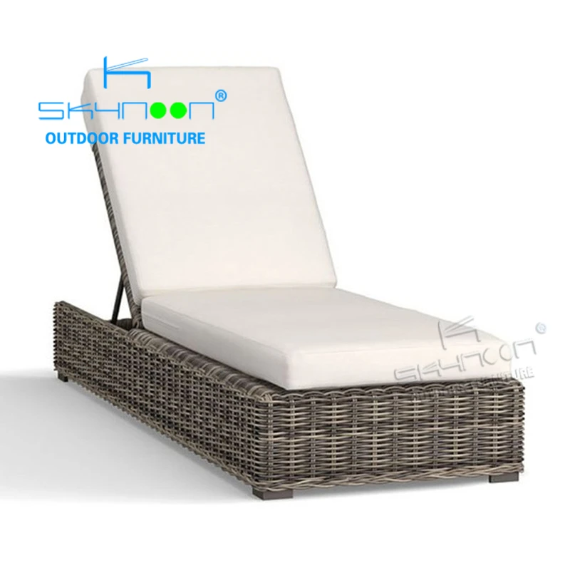 Latest designed Luxury modern design beach sun lounger All weather rattan sunbed Leisure Style wicker chaise lounge(13044T)
