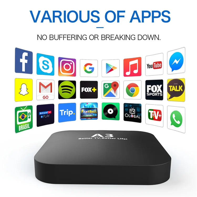 ТВ-приставка A3 IPTV m3u Бразилия Android 7 1 2 Гб + 8 чип S905X телевизионная приставка с лучшим Wi-Fi воспроизведение видео 6K и больше функций для вас