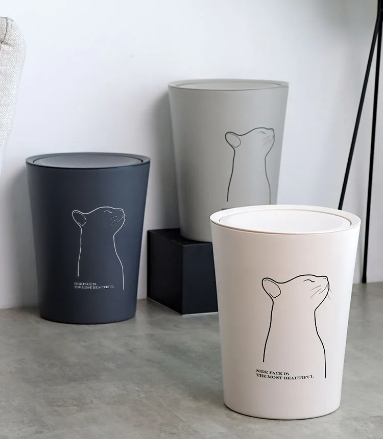 Citylife 8.5 Liter Round Trash Can with Lid Bathroom Garbage Can with Flip Lid for Kitchen Living Room Bedroom Office Waste Bin