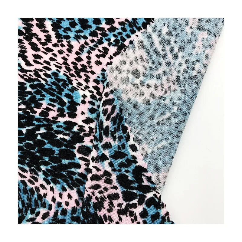 Colorful leopard design knitted fabric 220gsm 95%polyester 5%spandex printed ITY jersey fabric for sports garment