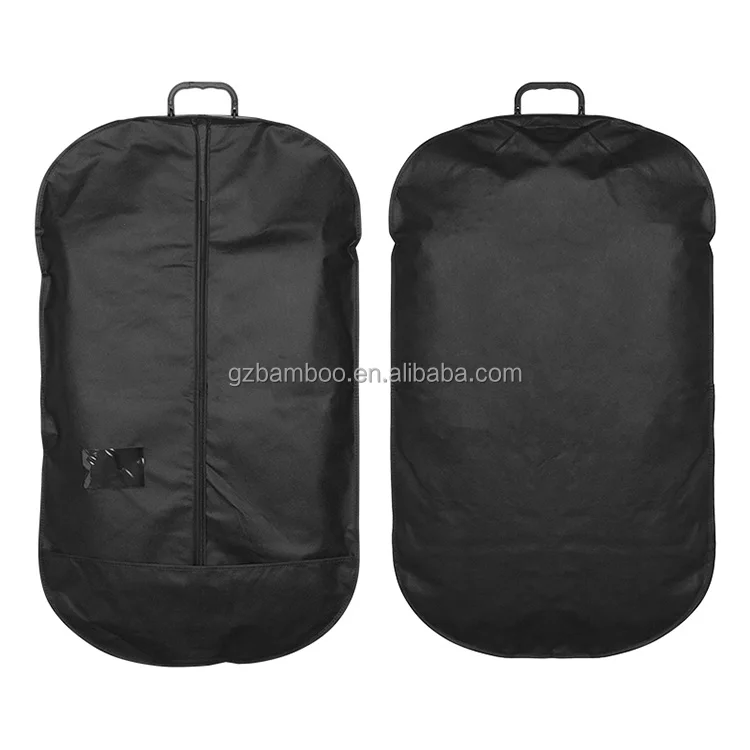 Customized Logo Non Woven Black Personalized Gusset Garment Suit Bag with Zip-lock Dust-proof Clothing Cover Dust Cover Bag