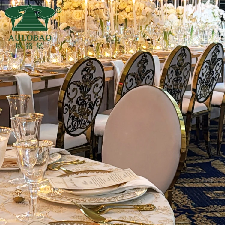 Luxury carve back stainless steel frame banquet wedding chair
