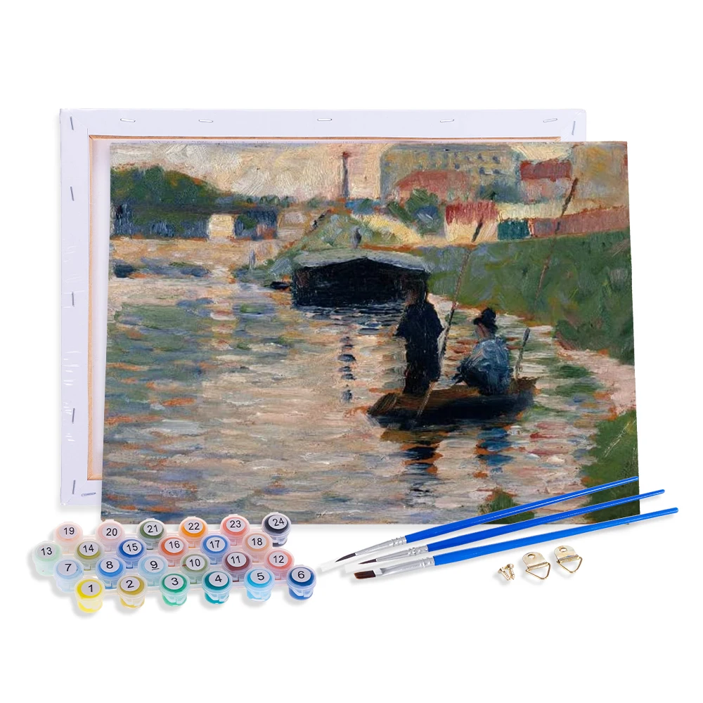 Acrylic Oil Painting By Numbers Diy Landscape Boat Cartoon With Frame Gift Paint By Numbers For Adults And Kids