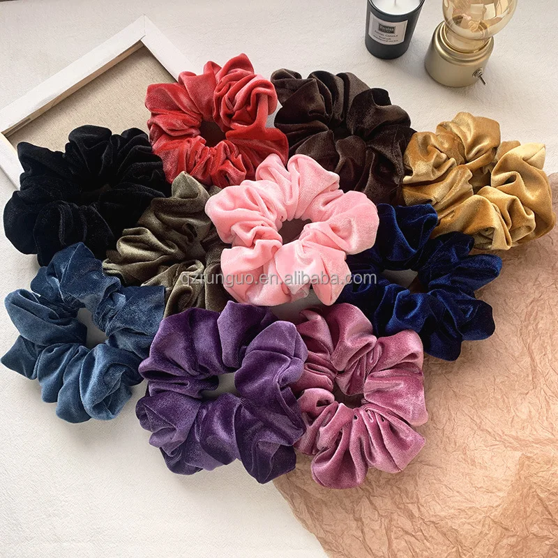 Plus Size Extra Large Elegant Girl Velvet Elastic Scrunchies Hair Rubber Band Ties For Autumn Winter