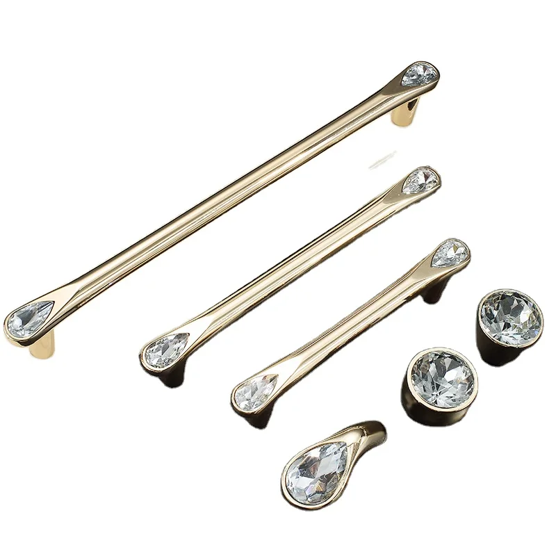new arrival classic zinc alloy black nickel AB CP PVD gold color acrylic crystal Drawer Wardrobe kitchen cabinet knob Handles