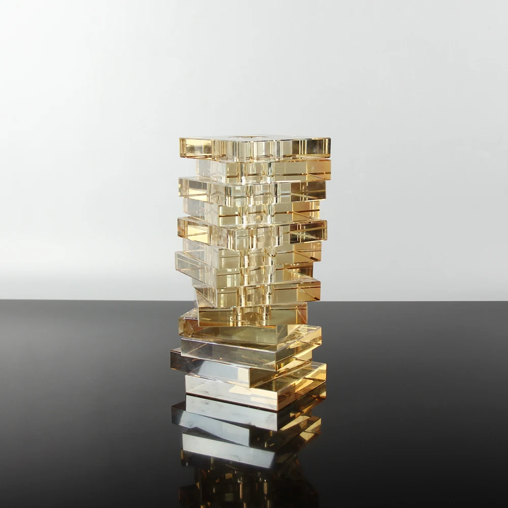 Handmade Wedding Transparent Crystal Glass Flower Vase Fashion hotel home office tabletop decoration