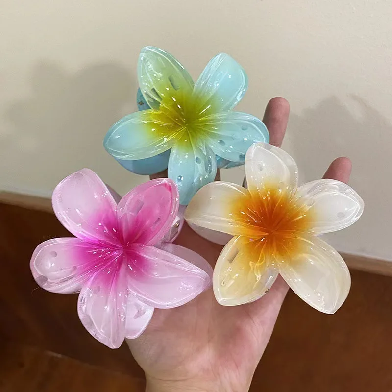 8cm Flower Hair Claw Clips, Nonslip Strong Hold Large Hawaiian Flower Hair Clips Beach Hair Accessories Custom