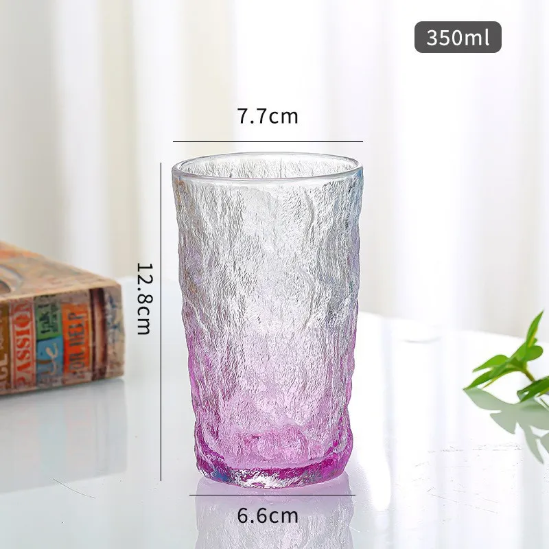 Creative Gradient Color Clear Milk Beer Juice Coffee Cup Glacier Pattern Frosted Whisky Wine Glass Cups