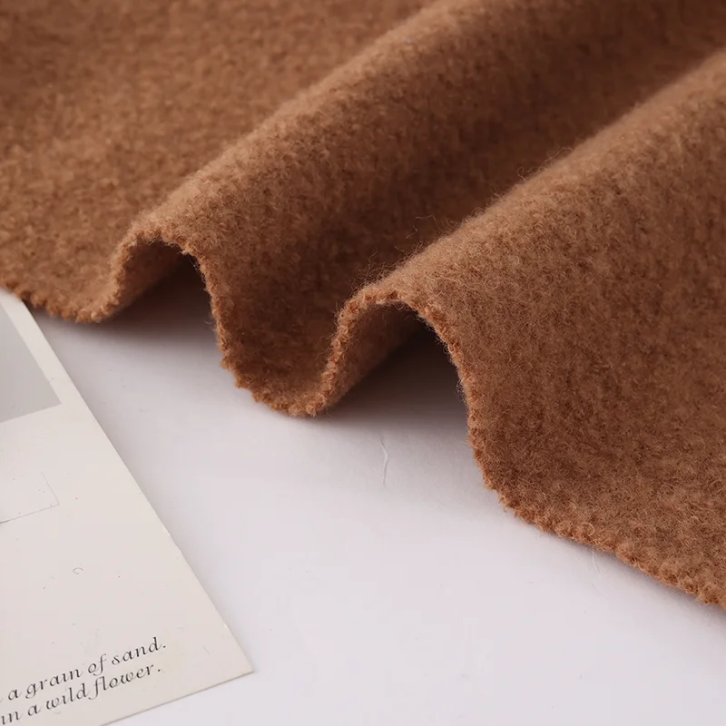 Wholesale knitted single faced woolen fabric heavy 560 g/m overcoat 100%wool fabric