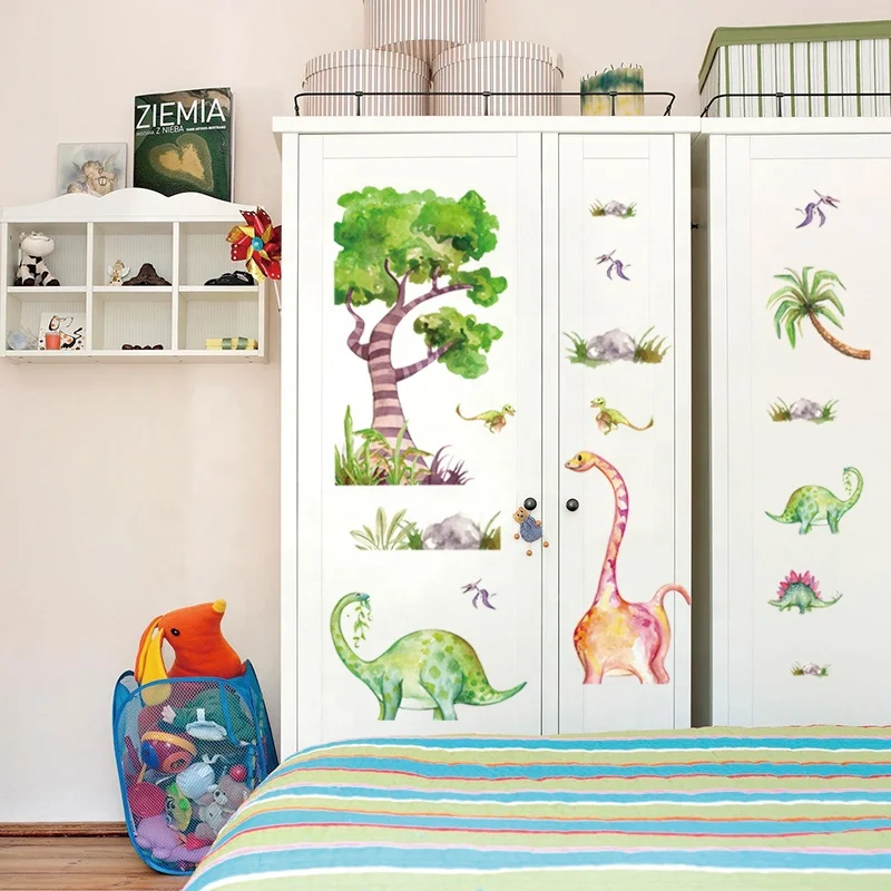 
HM92028 Cartoon Dino Wall Sticker Removable DIY Vinyl Colorful Dinosaur Kids Bedroom Decor 