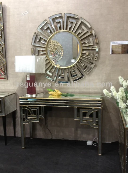 2022  Modern Hot sell Handmade Living room Furniture with Antique Gold painted Decorative mirror console table