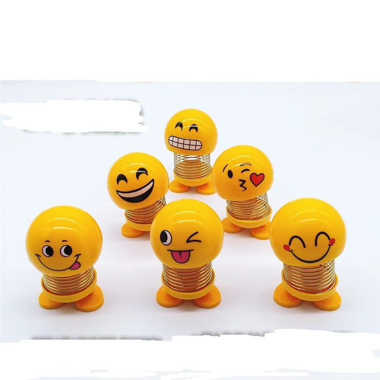 Smiling Face Spring Doll Creative Decoration Gift Car Ornaments Spring Doll Shaking Head Doll toys